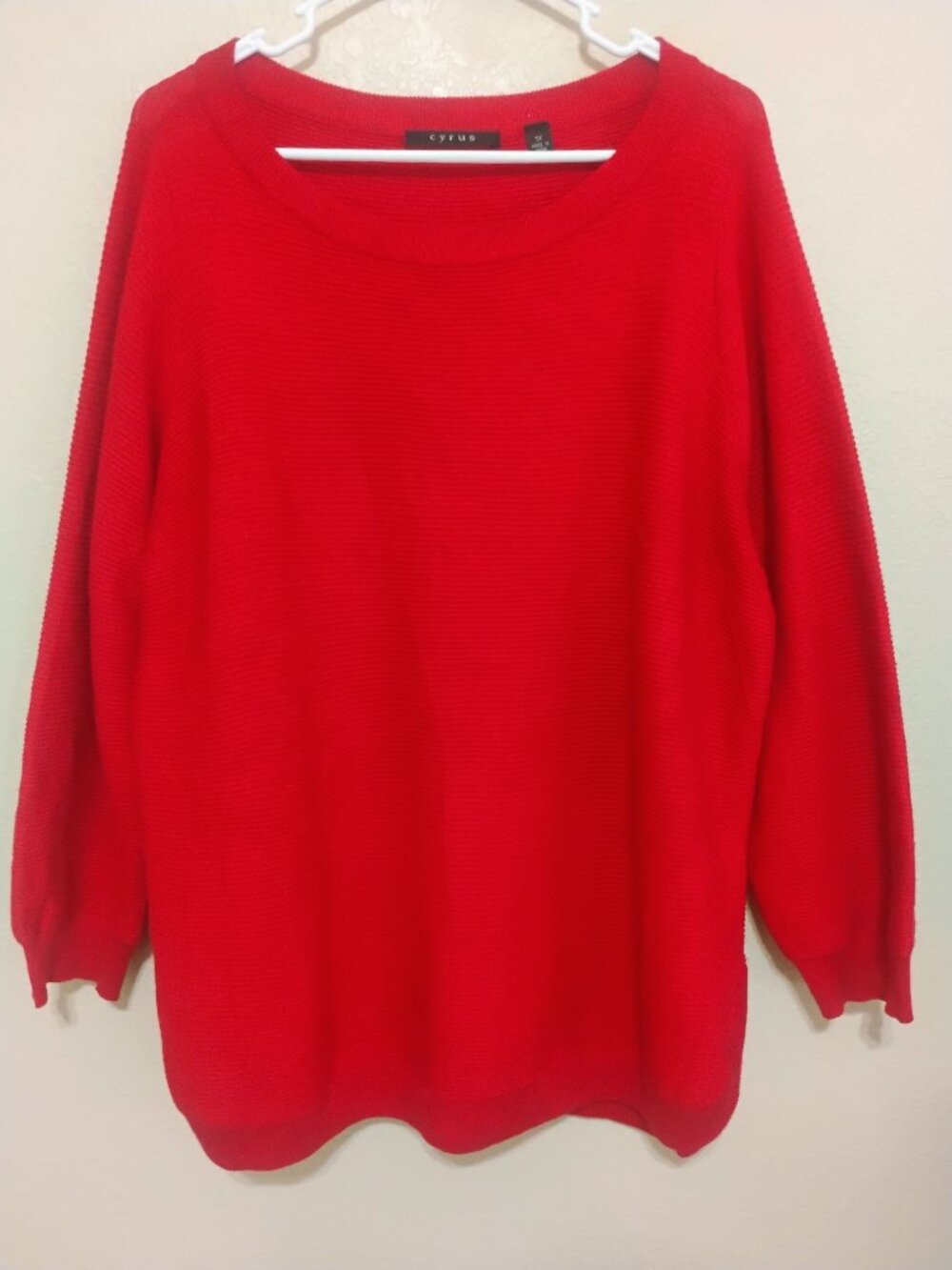 Cyrus Red Ribbed Knit Pullover Sweater Women 1X Plus